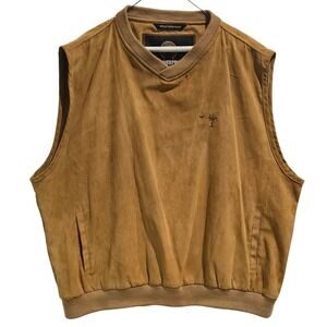 WEATHERPROOF Men's Brown Suede V-Neck Pullover‎ Vest Golf Casual XL
